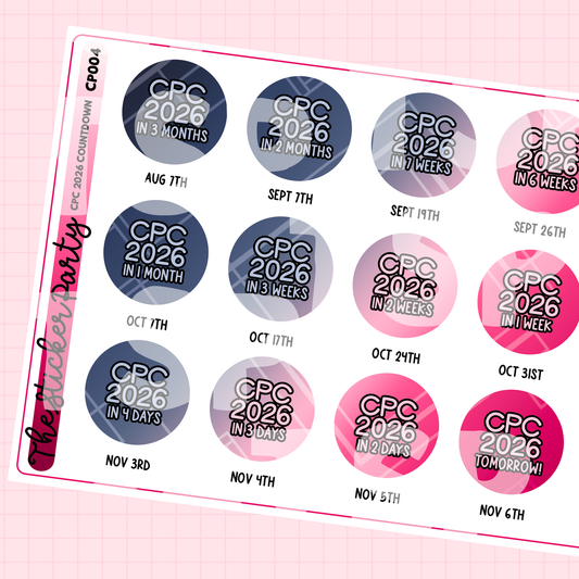 CPC 2026 COUNTDOWN Sticker Sheet | Chicago Planner Conference