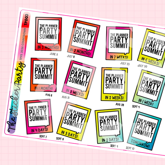 TPPS 2026 COUNTDOWN Sticker Sheet | The Planner Party Summit