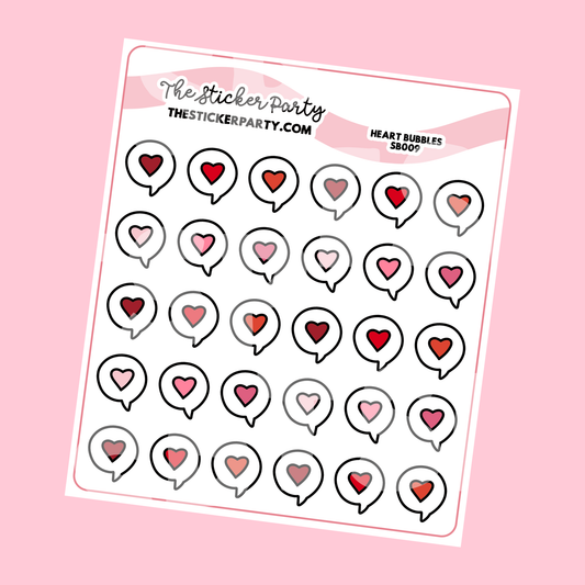 Heart Bubble Planner Stickers