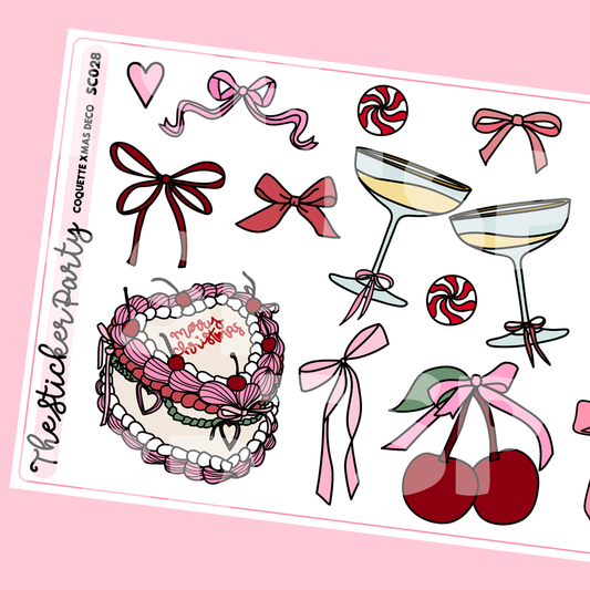 Coquette Christmas Deco Planner Stickers
