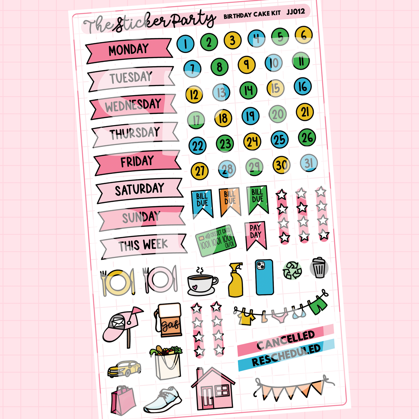 Birthday Cake Weekly Sticker Kit