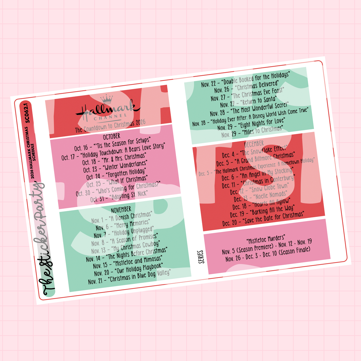 2026 H*llmark Christmas Movie SCHEDULE Planner Stickers