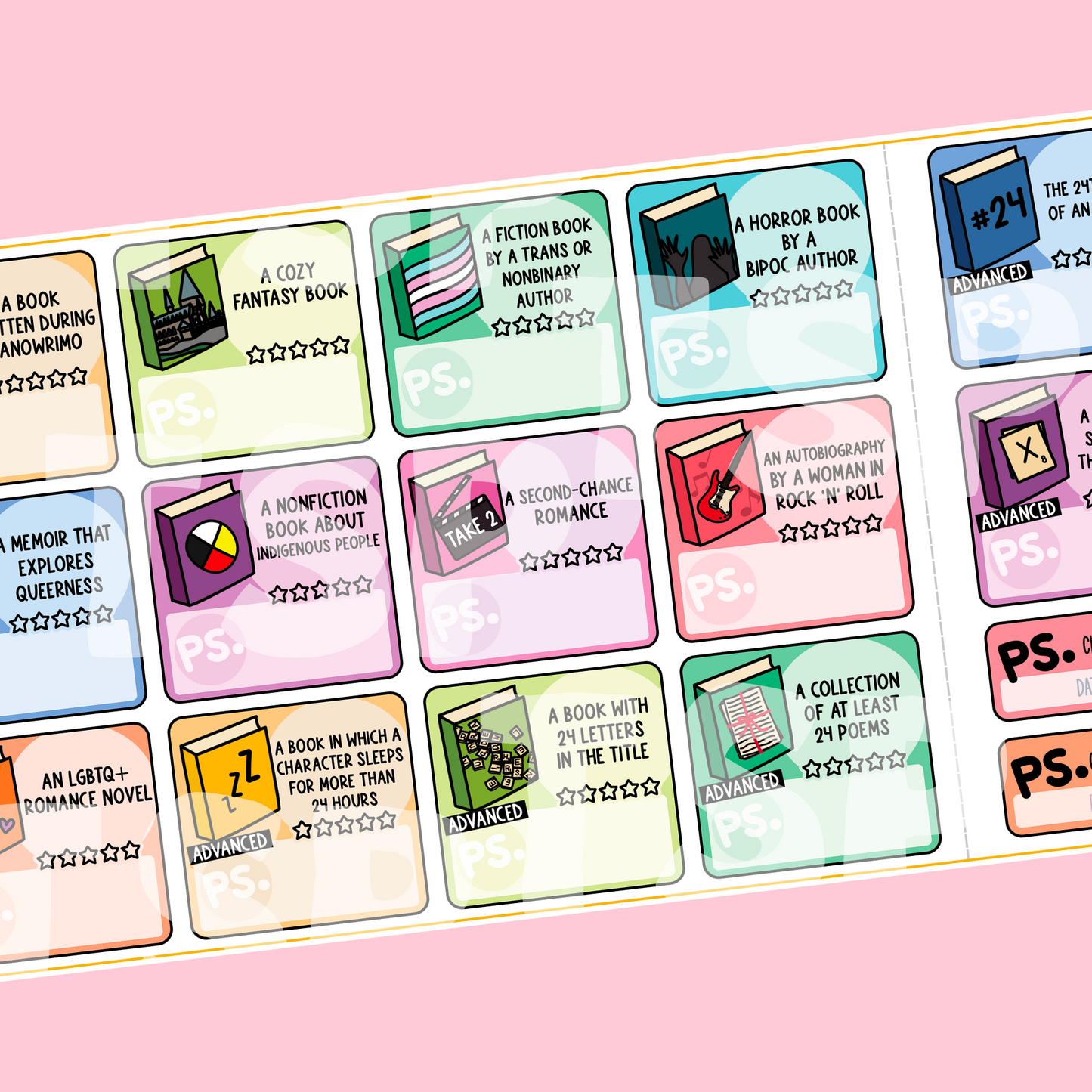 2024 Pop Sugar Reading Challenge Planner Stickers