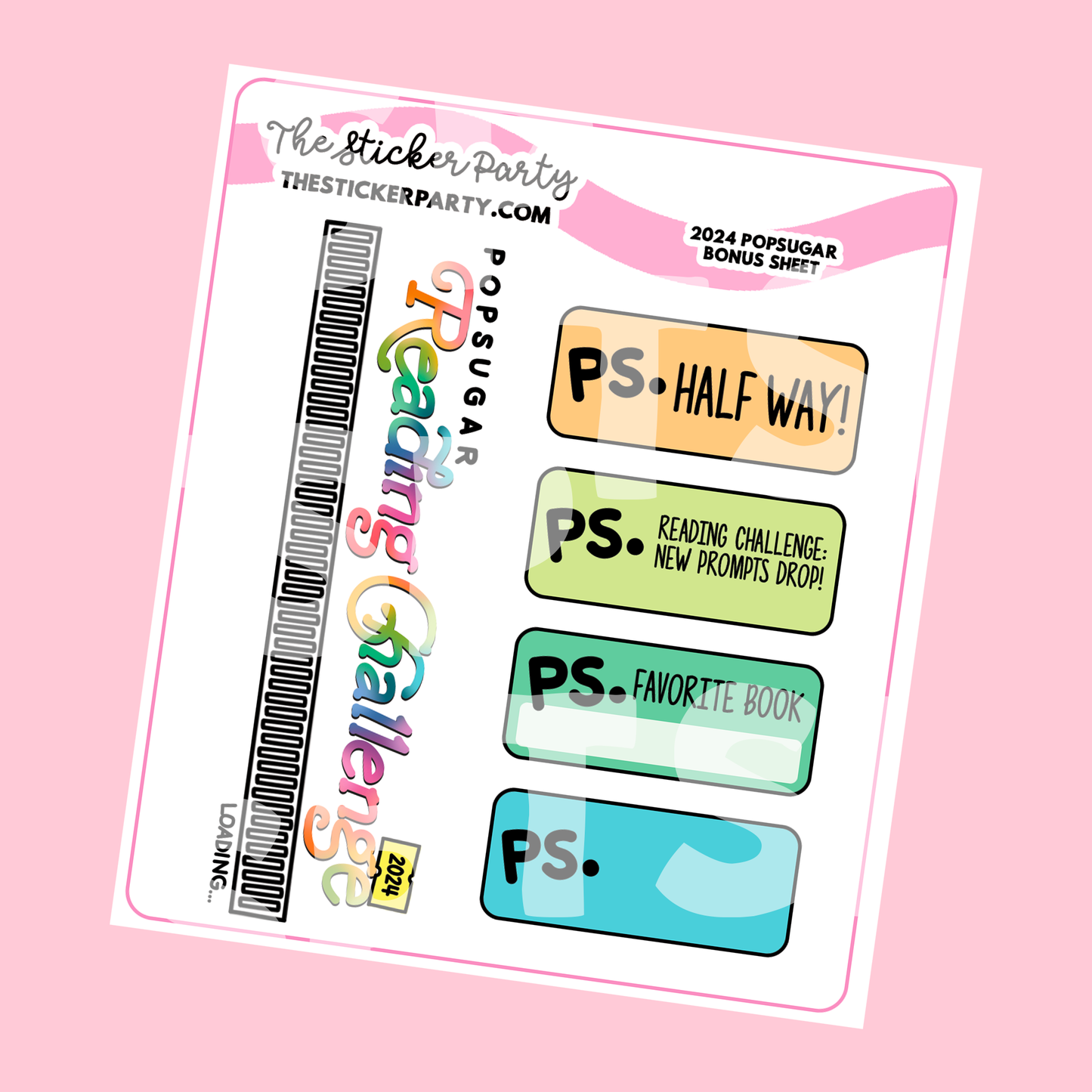BONUS SHEET: 2024 Pop Sugar Reading Challenge Planner Stickers