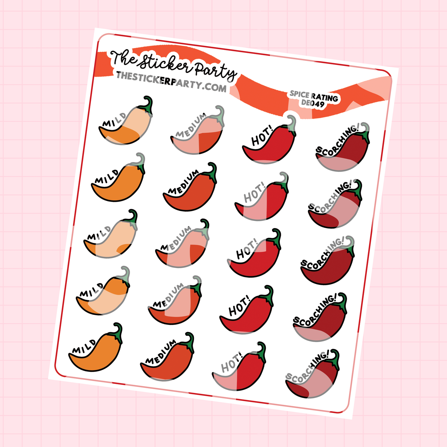 Spice Rating Planner Stickers Reading Planner Stickers