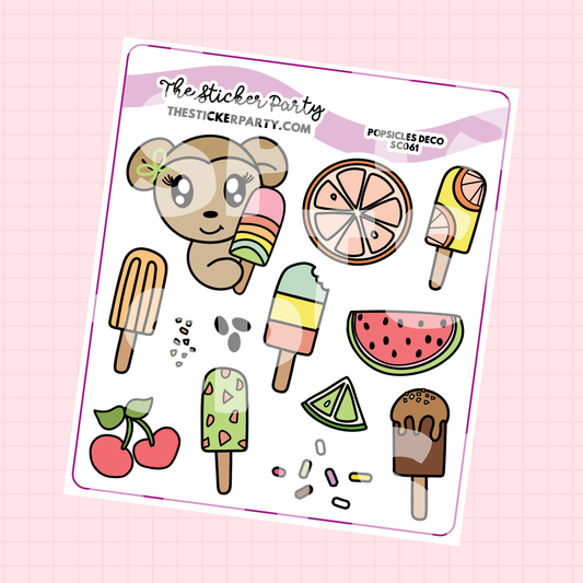 Popsicles Deco Stickers | Plannermonkeyco Collab