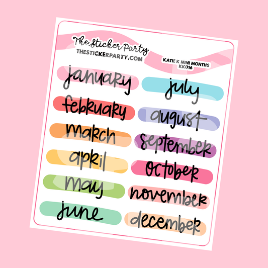 Katie K Collab Rainbow Mini Months Planner Stickers