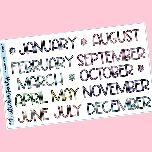Doodle Month Planner Stickers