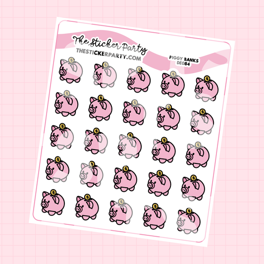 Piggy Bank Planner Stickers for Budgeting, Savings, Finances