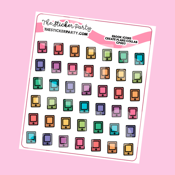 E-Book Icons Planner Stickers E-Reader Icons | Create Plans Collab