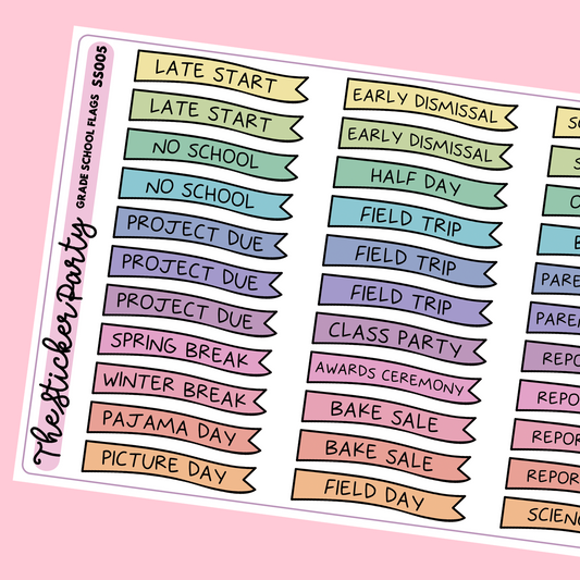 Grade School Planner Stickers Elementary School Stickers Primary School Stickers
