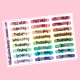 Katie K Plans Collab RAINBOW WEEKDAYS Planner Stickers