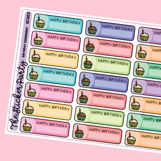 Birthday Reminder Planner Stickers Birthday Planner Stickers