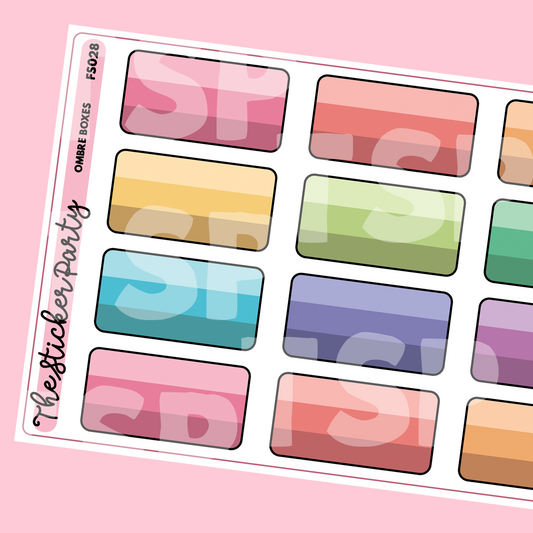 Ombre Box Planner Stickers Ombre Checklist Boxes