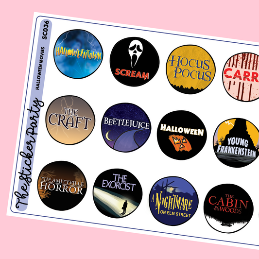 Halloween Movie Bucket List Planner Stickers Halloween Movies