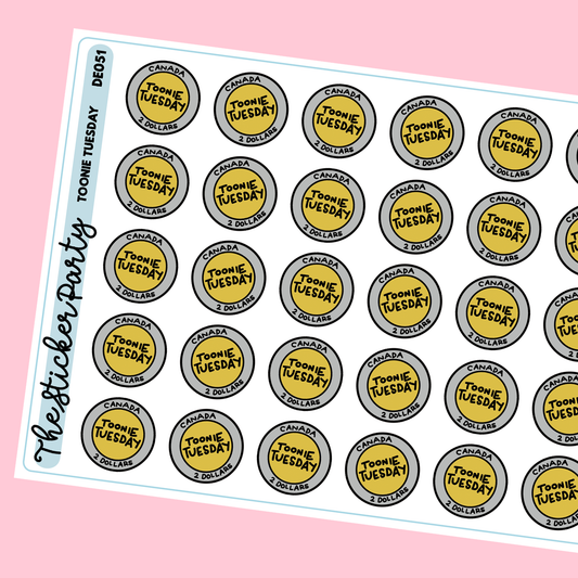 Toonie Tuesday 2 Dollar Tuesday Planner Stickers