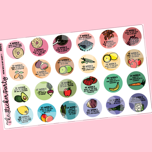Pregnancy Planner Stickers "How Big Is My Baby?" Planner Stickers