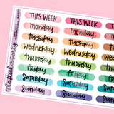 Katie K Plans Collab RAINBOW WEEKDAYS Planner Stickers