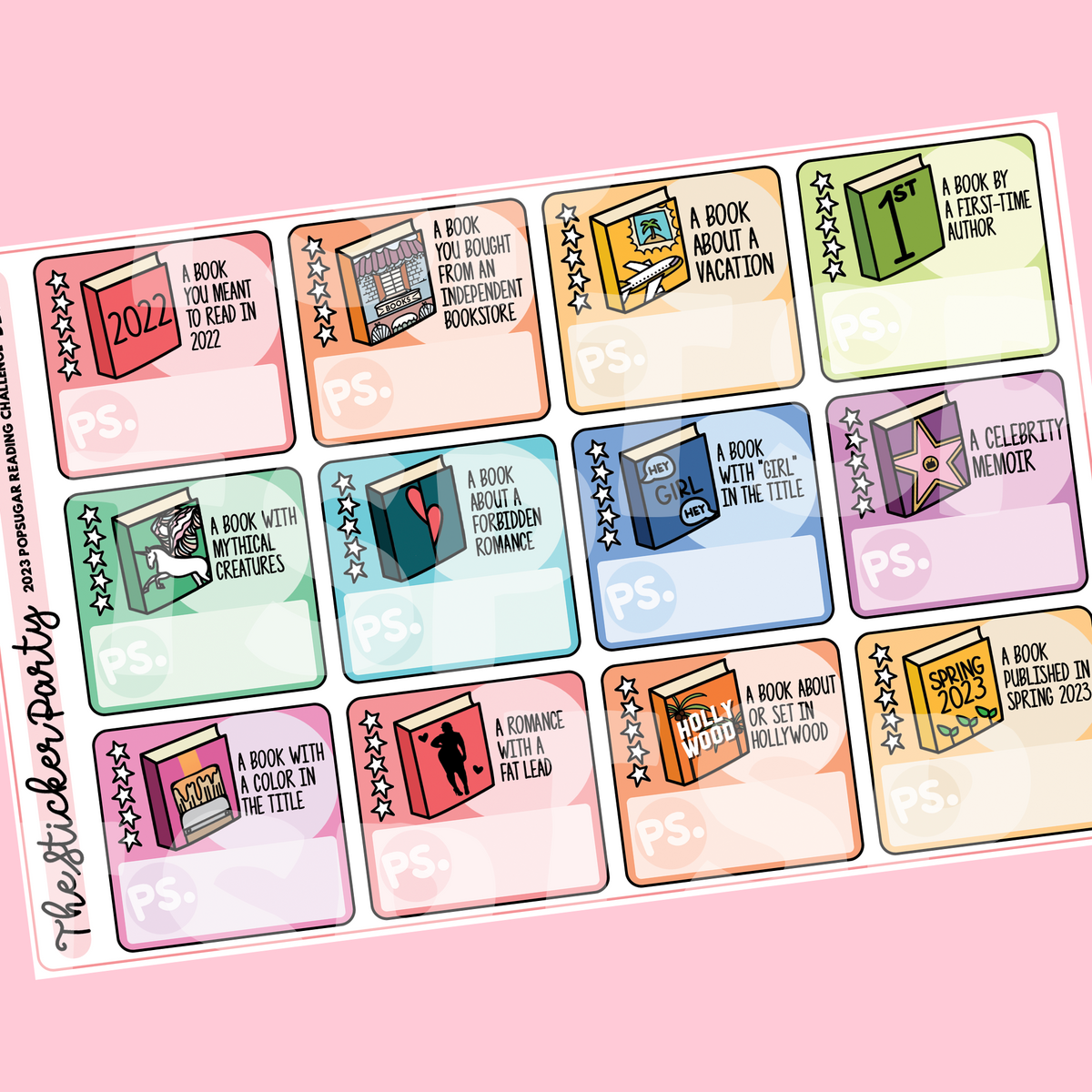 2023 Pop Sugar Reading Challenge Planner Stickers – The Sticker Party