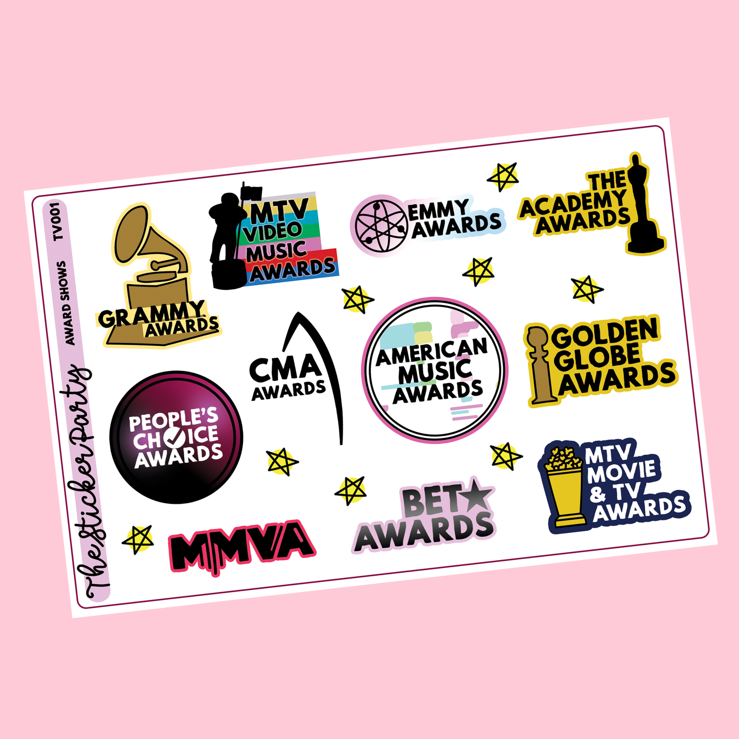 Award Show Planner Stickers Grammys Oscars