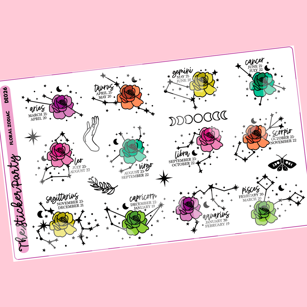 Floral Astrology Planner Stickers The Sticker Party