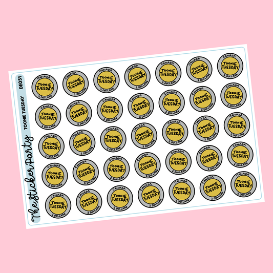 Toonie Tuesday 2 Dollar Tuesday Planner Stickers