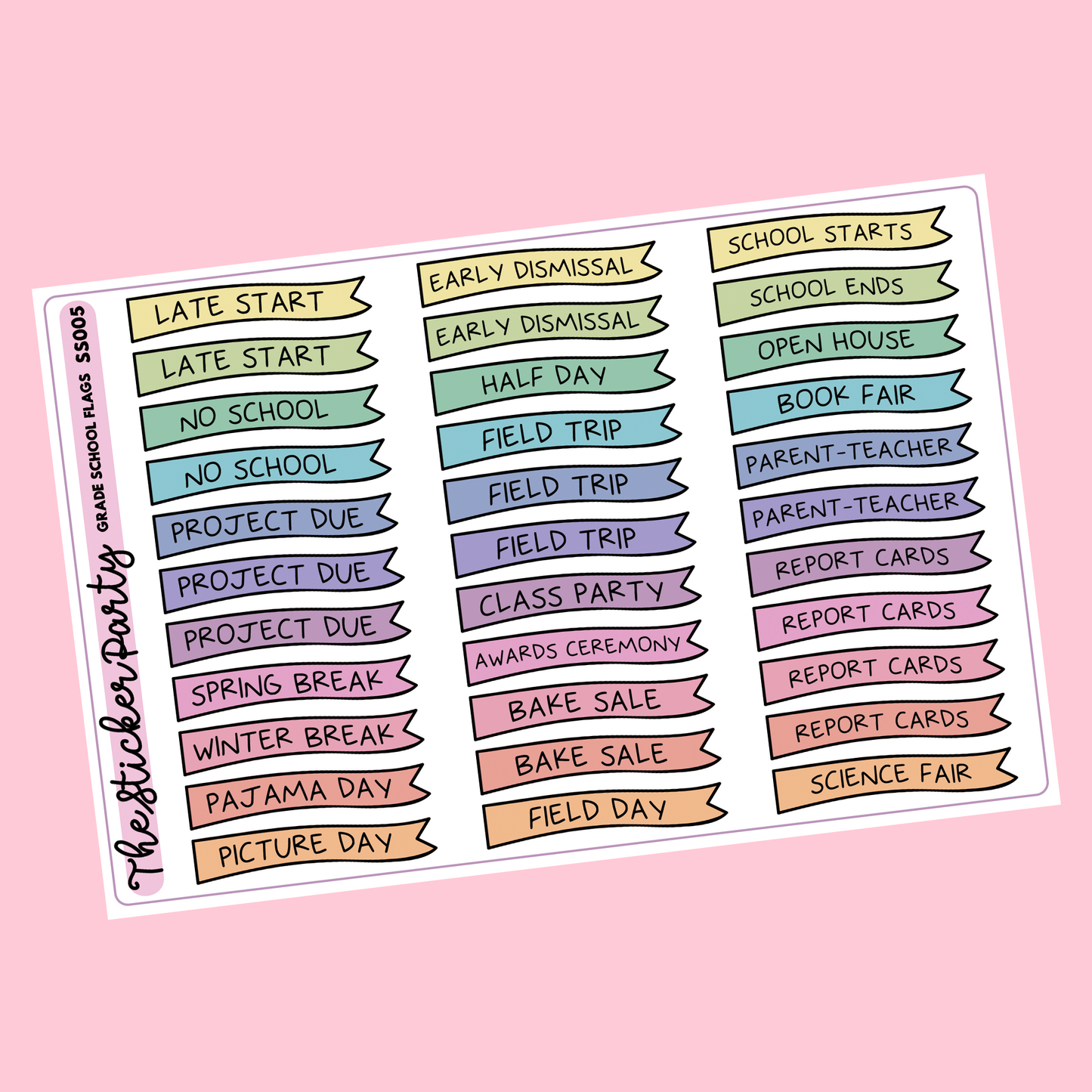 Grade School Planner Stickers Elementary School Stickers Primary School Stickers