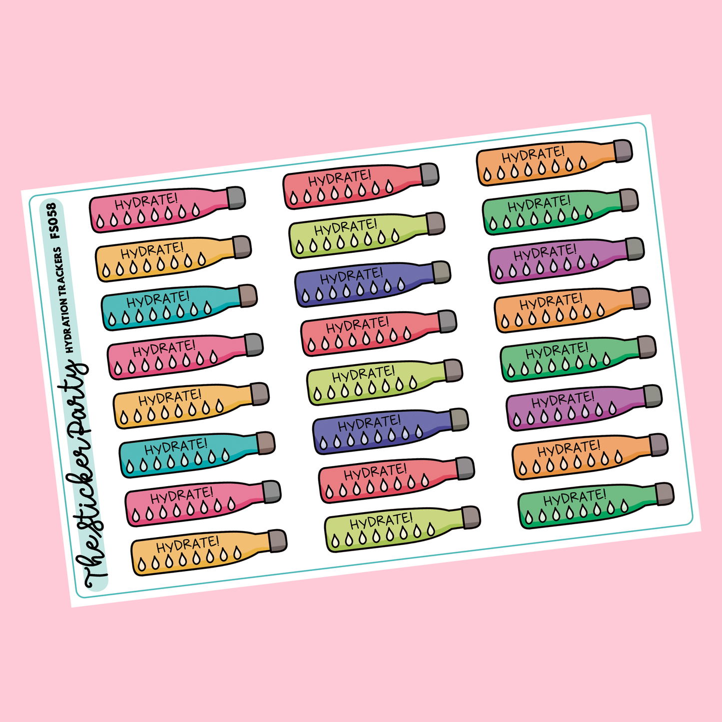 Hydration Tracker Planner Stickers Hydrate Planner Stickers