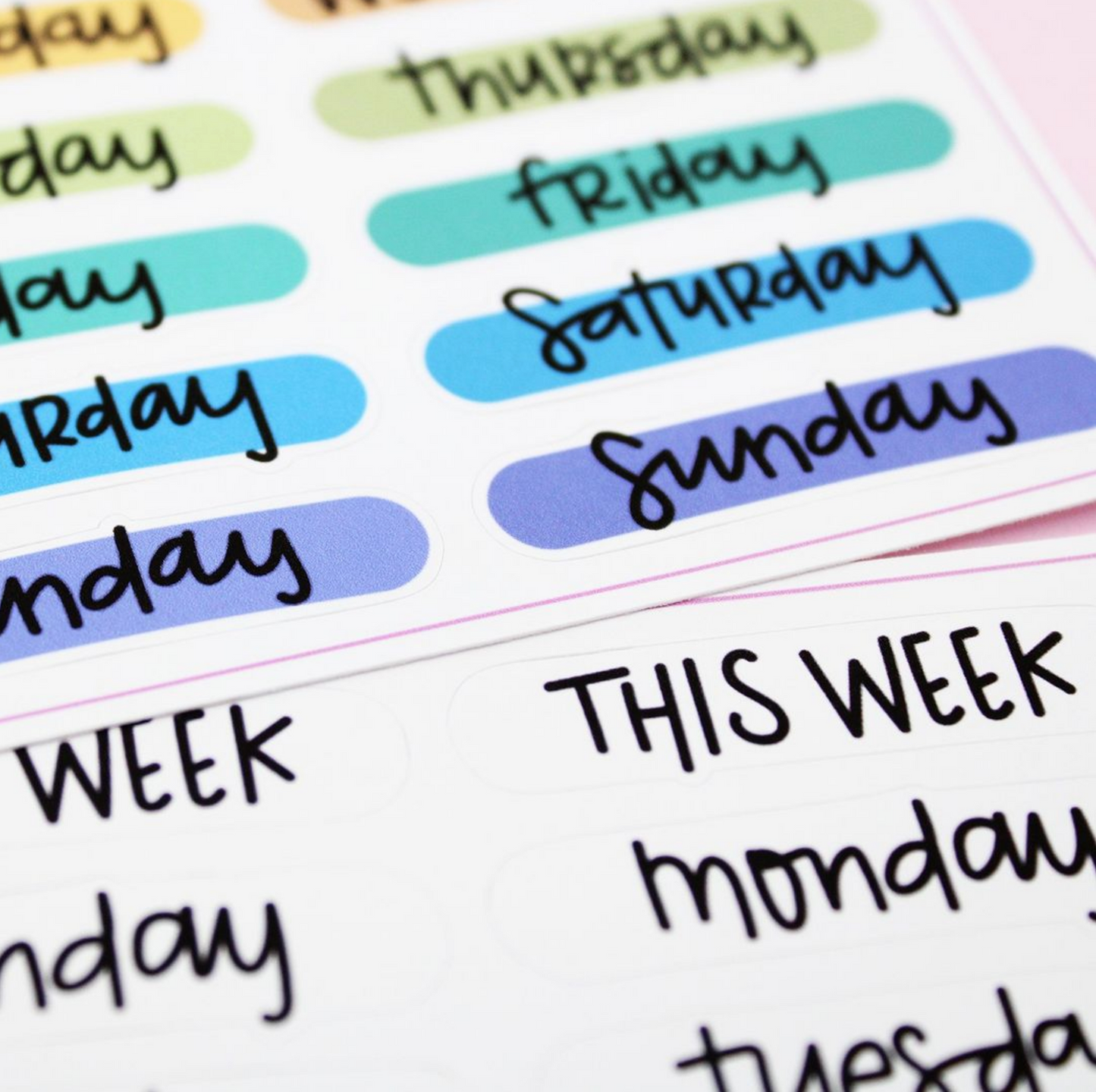 Katie K Plans Collab RAINBOW WEEKDAYS Planner Stickers