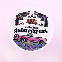 Getaway Car Glitter Die Cut Sticker