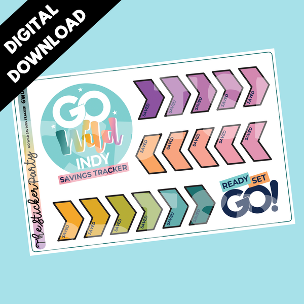 DIGITAL GO Wild 2025 SAVINGS TRACKER Sticker Kit | GO Wild 2025 Indy