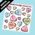 DIGITAL PNG Message Hearts Planner Stickers Valentine's Day