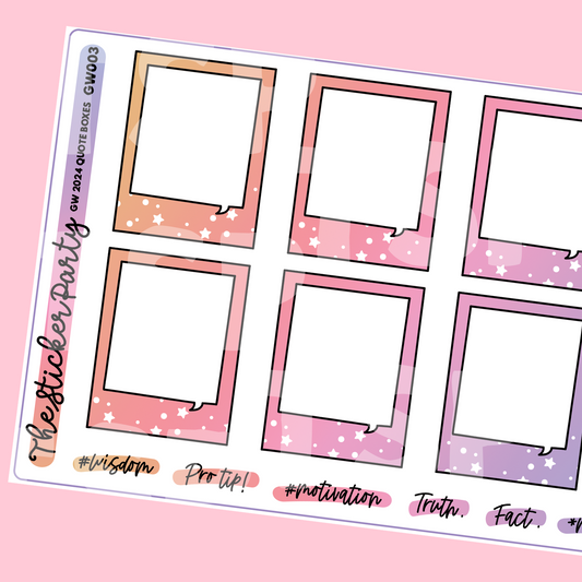 GO Wild 2024 QUOTE BOXES Sticker Sheet | GO Wild 2024 Dallas GW 2024