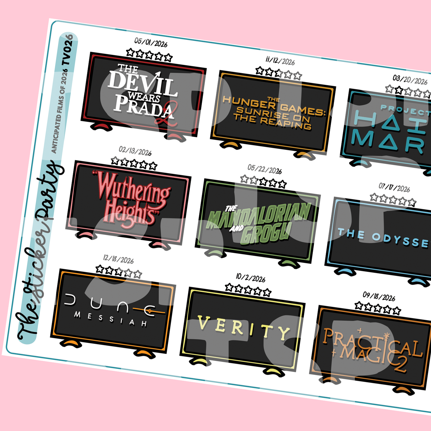 Most Anticipated MOVIES of 2026 Planner Stickers