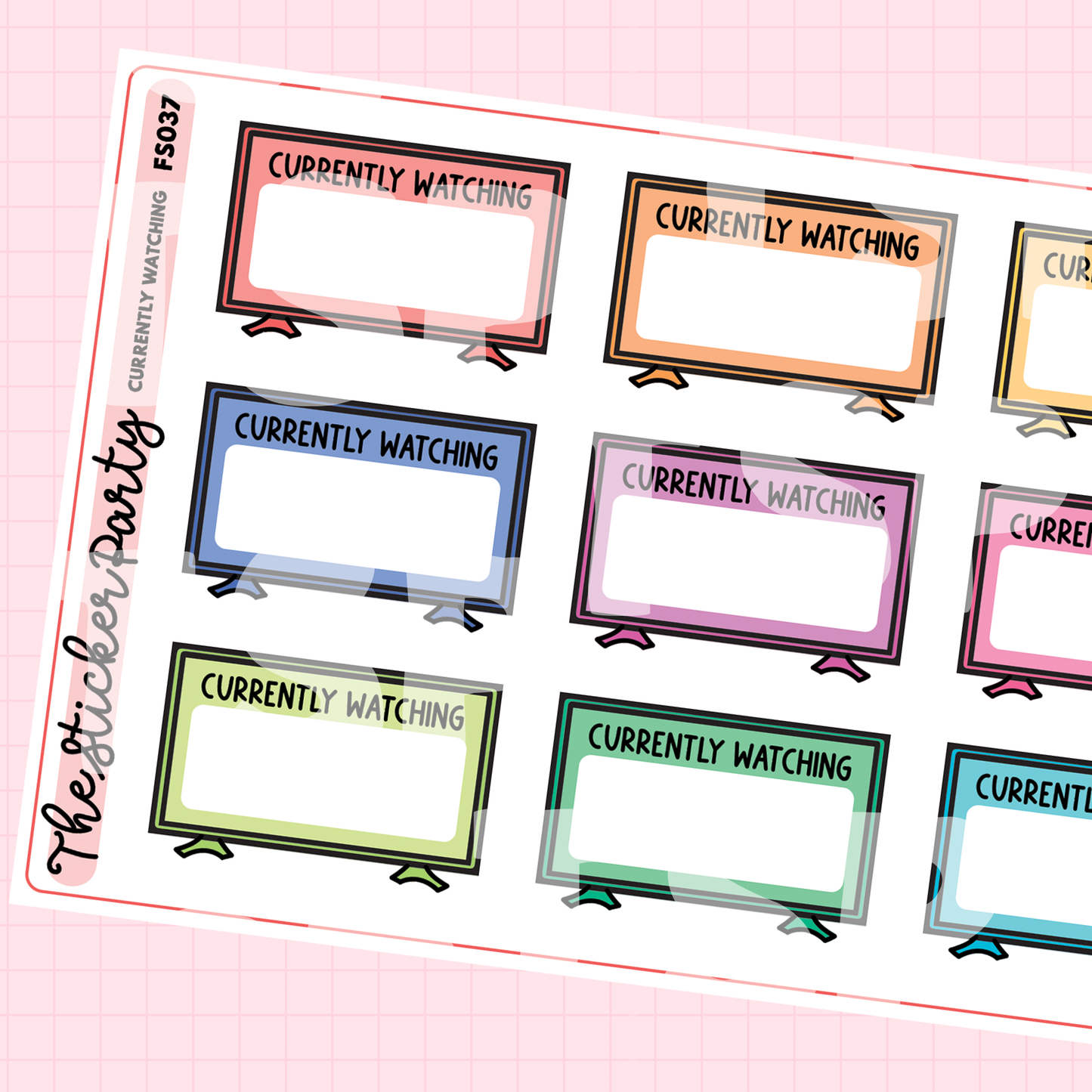 Currently Watching Planner Stickers | TV Show Tracker Stickers for Planners & Bullet Journals