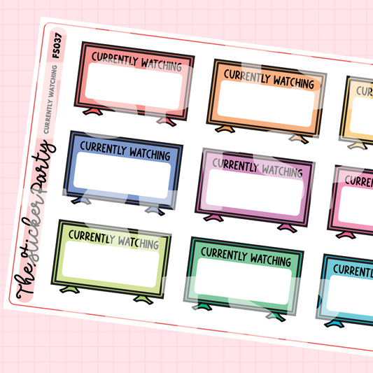 Currently Watching Planner Stickers | TV Show Tracker Stickers for Planners & Bullet Journals