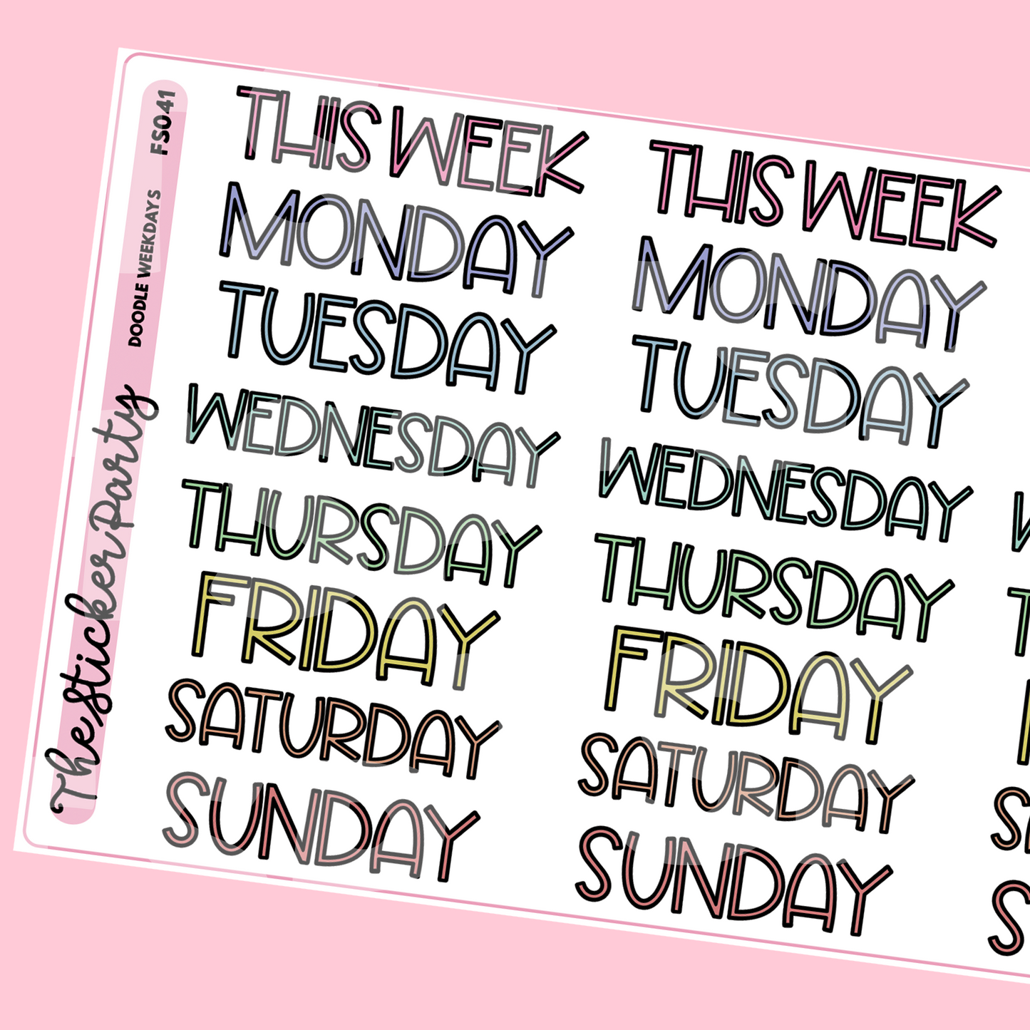 Doodle Weekdays Planner Stickers