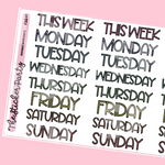 Doodle Weekdays Planner Stickers