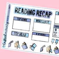 Blue Reading Recap Planner Stickers