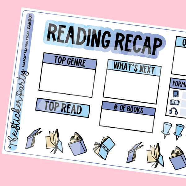 Blue Reading Recap Planner Stickers