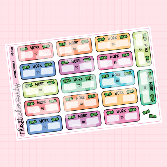 Work Hours/Shift Tracker Planner Stickers