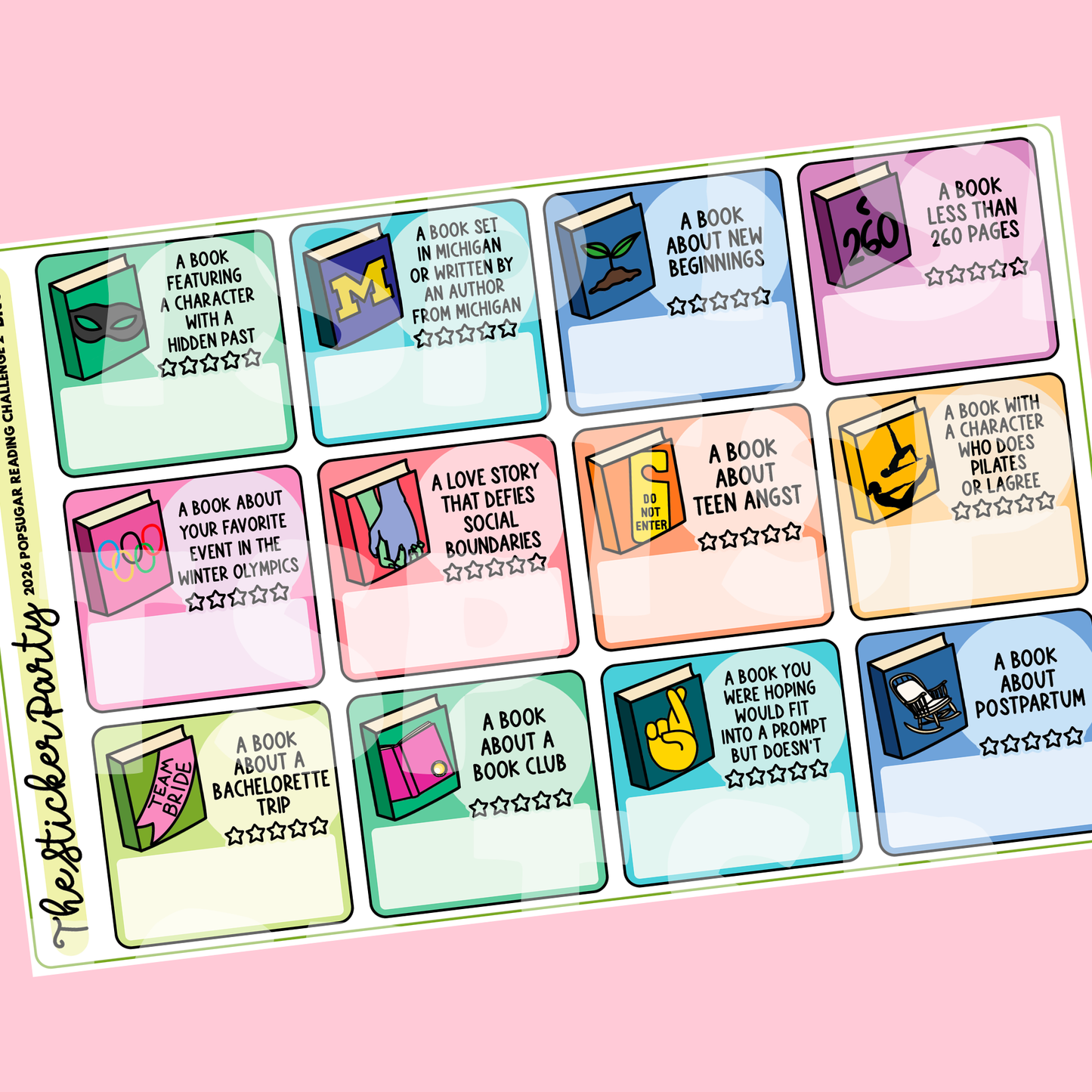 2026 Pop Sugar Reading Challenge Planner Stickers