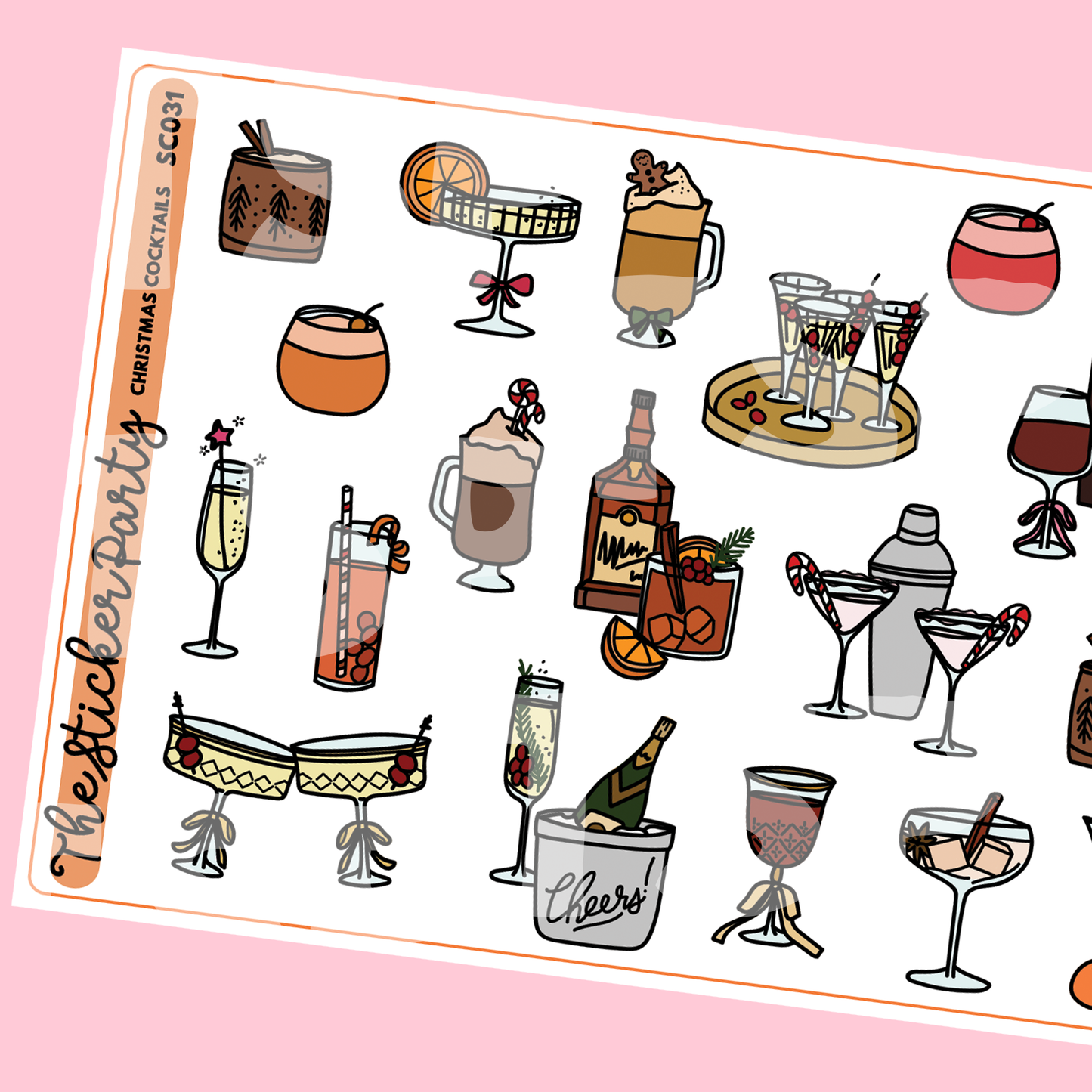 Christmas Cocktails Planner Stickers
