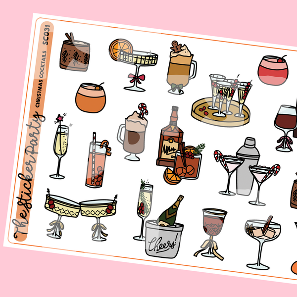 Christmas Cocktails Planner Stickers