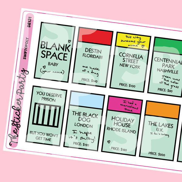 Swiftopoly Planner Stickers