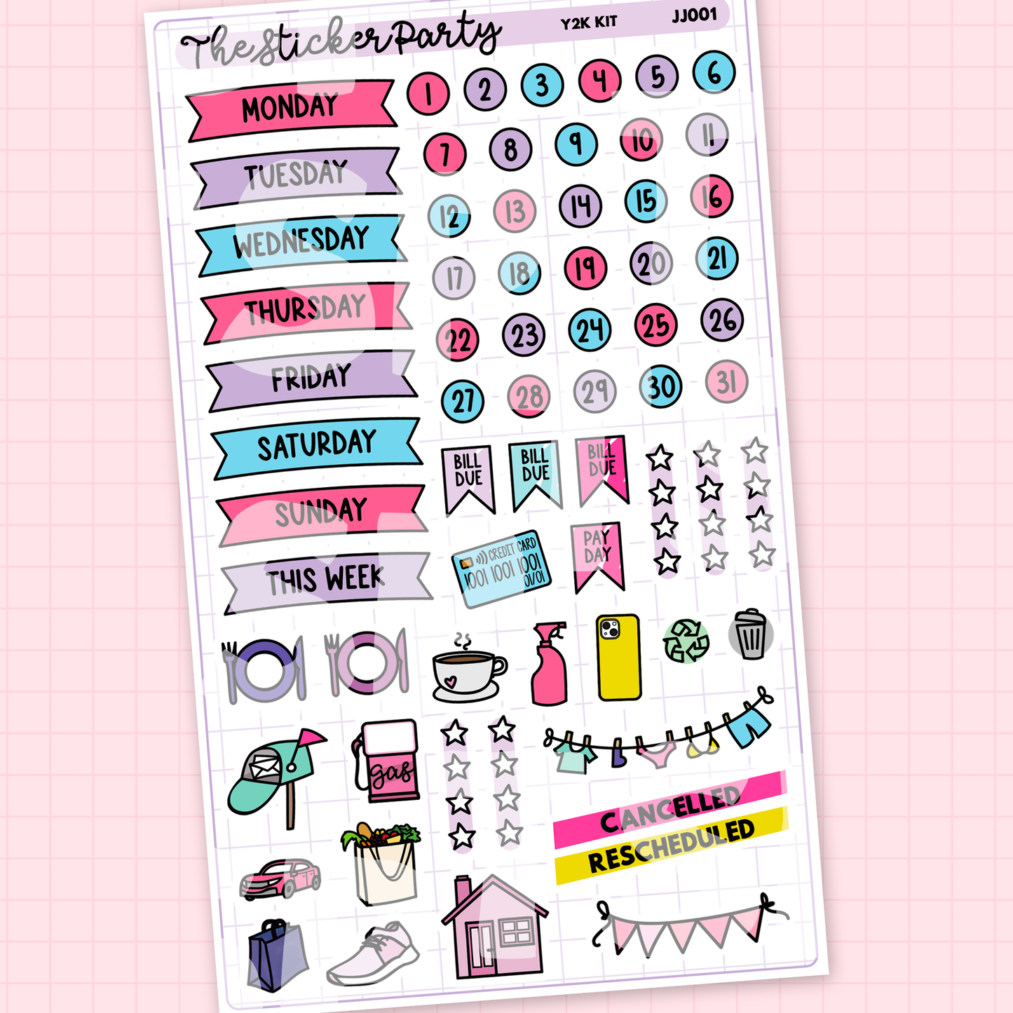 Y2K Girlie Weekly Sticker Kit