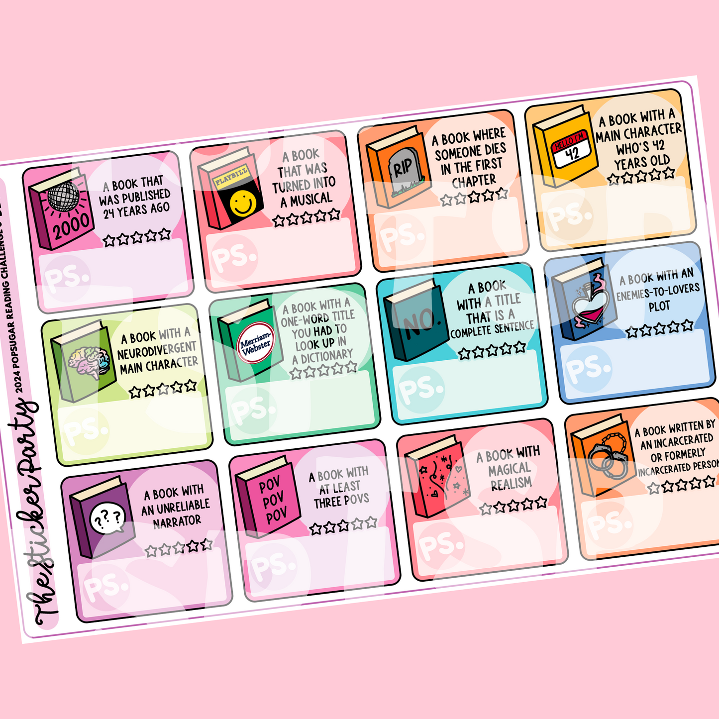 2024 Pop Sugar Reading Challenge Planner Stickers