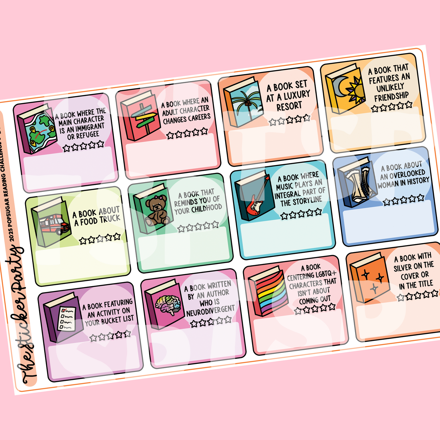 2025 Pop Sugar Reading Challenge Planner Stickers