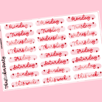 Cutie Heart Weekdays Planner Stickers