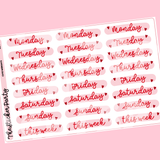 Cutie Heart Weekdays Planner Stickers